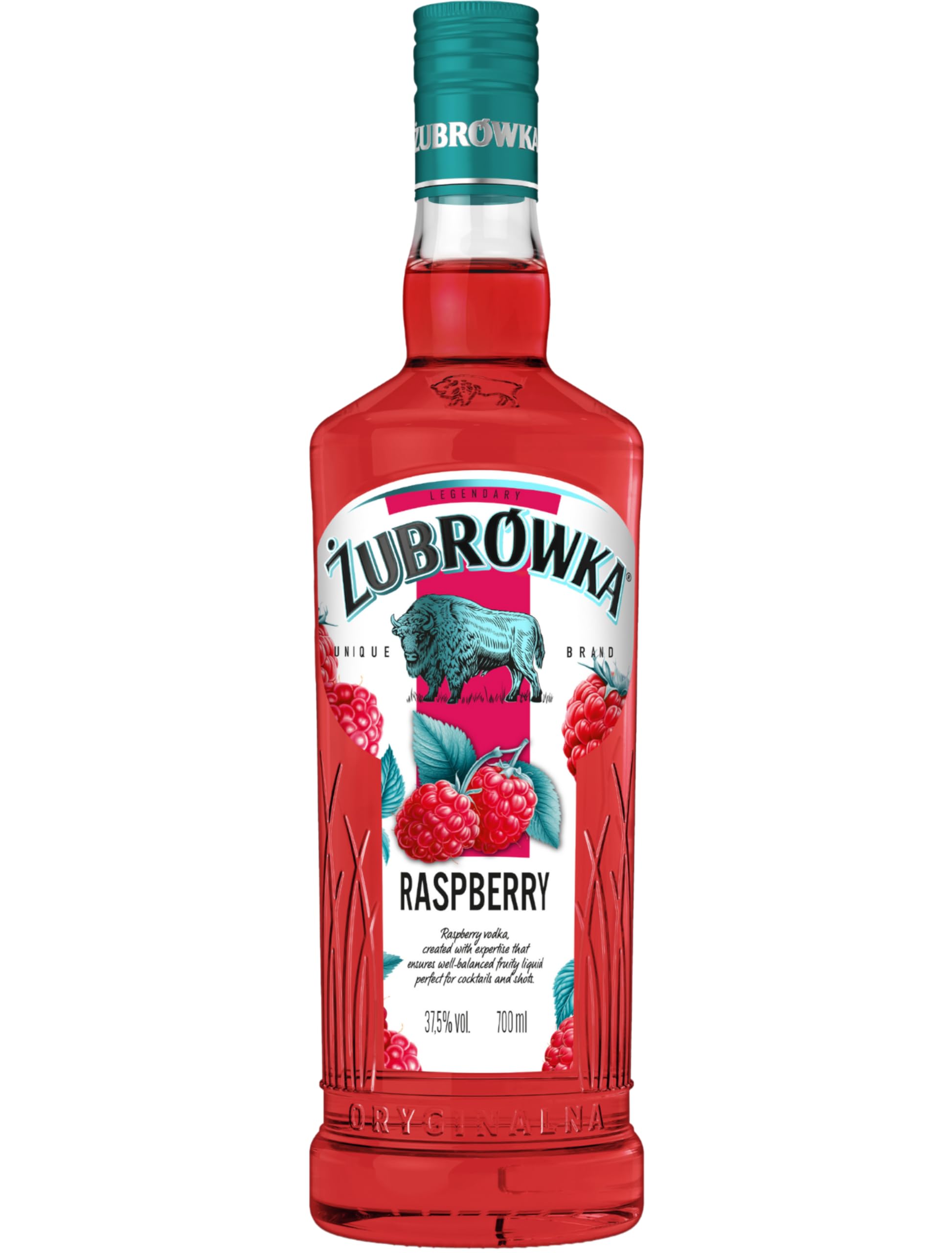 Żubrówka Raspberry Vodka 70cl 37.5% ABV Crafted for Bright Fruity Serves