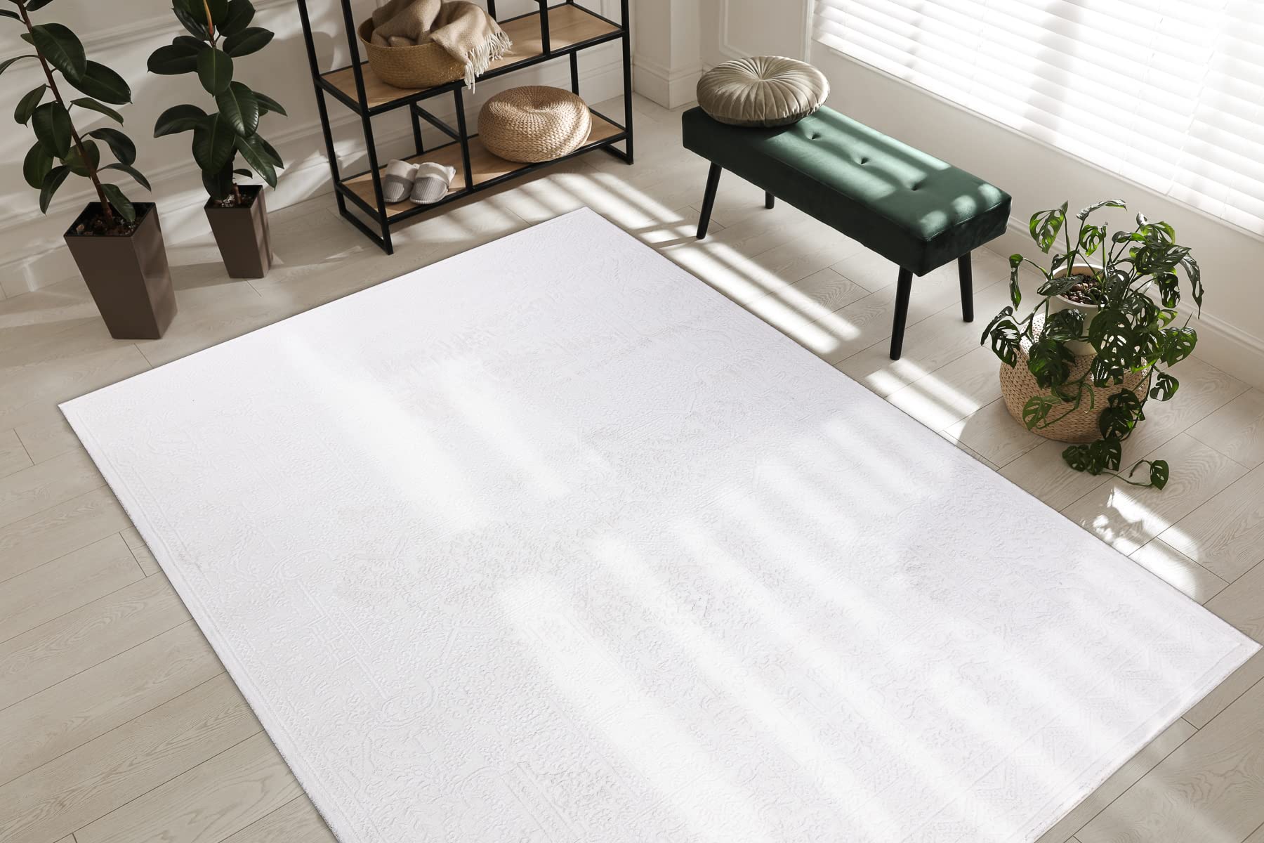 Tapis acrylique Palacio ivoire illumine votre chambre à coucher chic