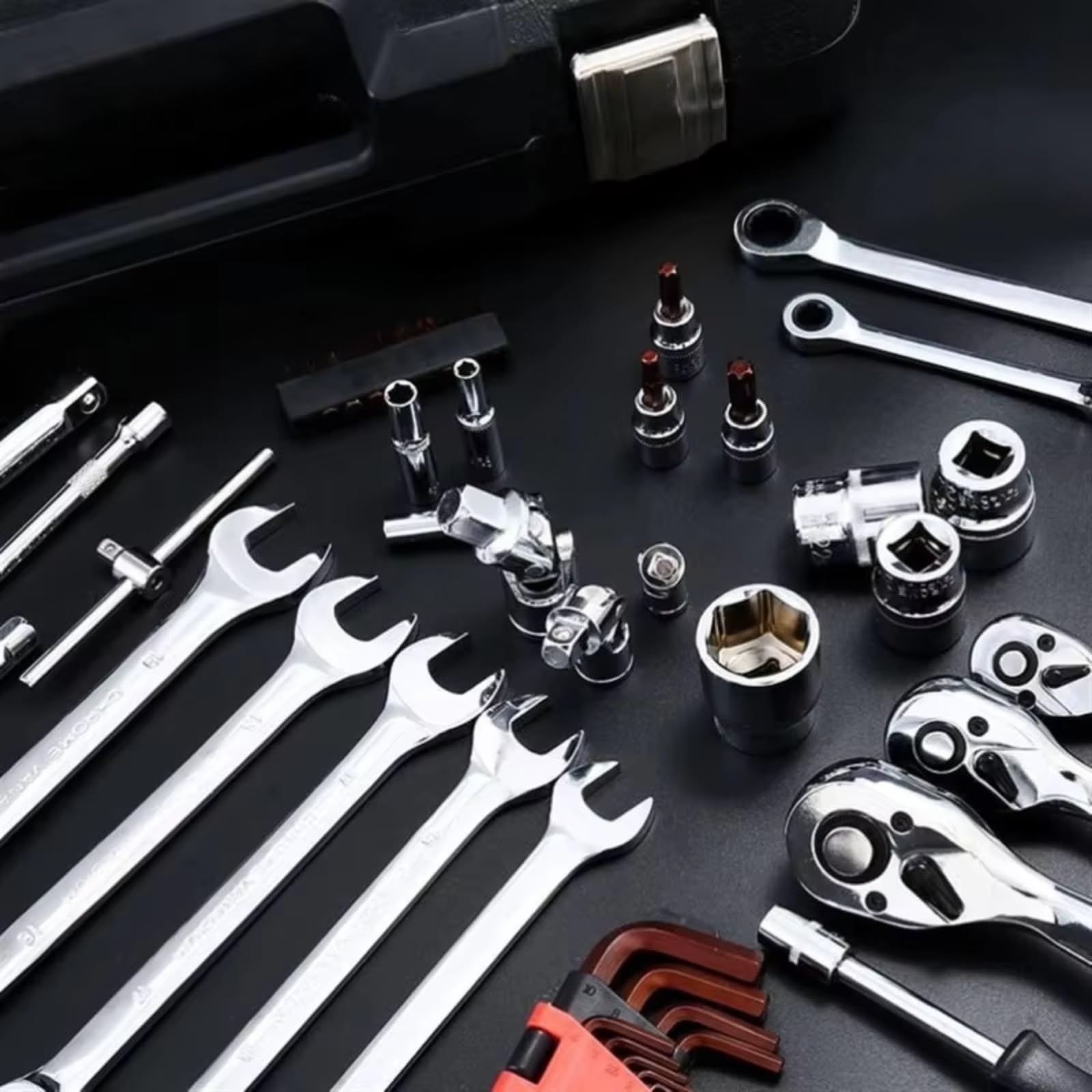 Maletín herramientas multiusos Juego Herramientas Llave Kit Reparación Automóviles Llave Hexagonal Juego Almacenamiento De Estuche Rígido Herramienta Y Estuche De Trinquete