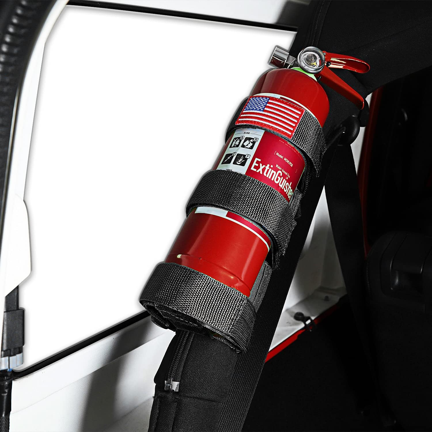 JeCar Fire Extinguisher Holder Adjustable Extinguisher Mount Strap Compatible with Jeep Wrangler 1987-2023 JK JL TJ CJ YJ & 2020-2023 Gladiator JT