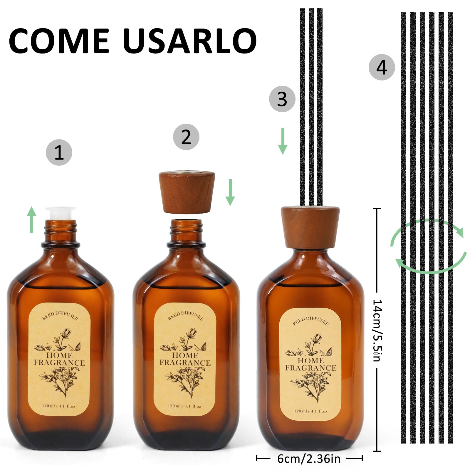 MUHA' | Profumatore per ambiente Perfume Diffuser, Fragranza Zagara e Gardenia, Diffusore Ambiente con Bastoncini, Formato da 200 ml