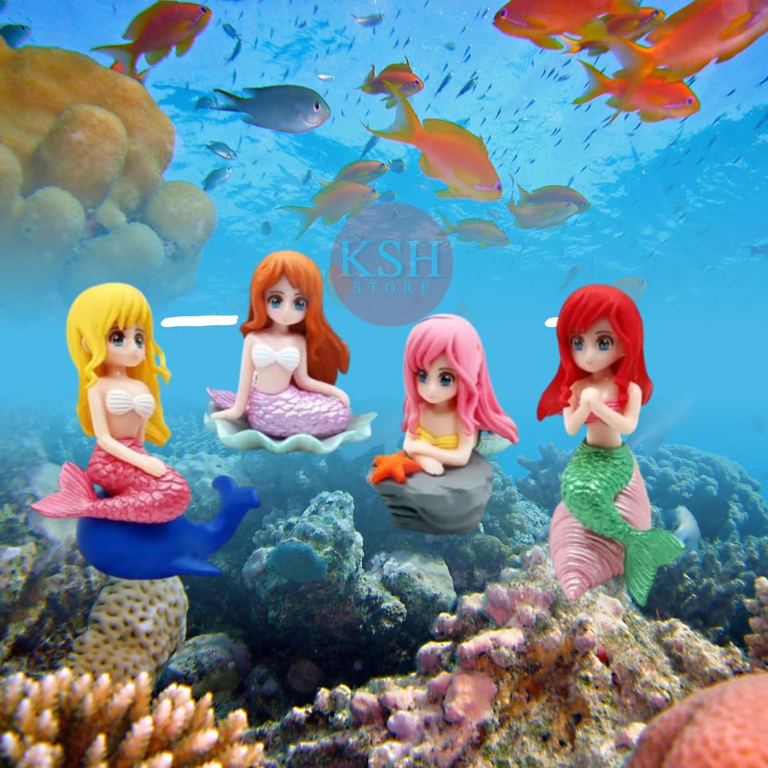 KSH Store-Miniature Mermaid Cute Resin Toys for Aquarium Fish Tank Decoration and Desk, Terrarium, Cake and Indoor DIY Decorations 4 Toys (4) (B0D6Z8VTP5) Amazon Price History, Amazon Price Tracker