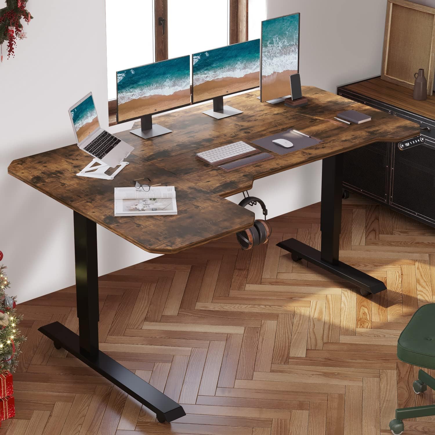 Amazon | BilBil デスク パソコンラック つくえ 電動昇降式 机 150CM 