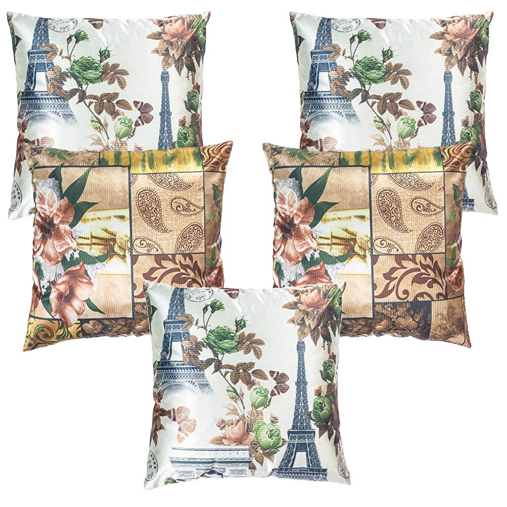 Anaia Multi Design Print Combo Polyester Cushion Cover, 16x16 Inch (40x40 cm), Multicolor (Set of 5)