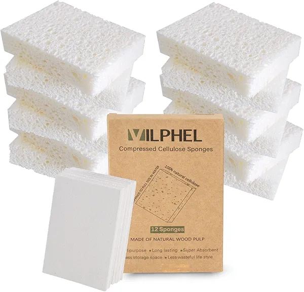 Vilphel 12 Pack Dishwashing Sponges Natural Cellulose Sponges Plant Based Resilient and Reusable Soft Dish Sponges for Washing Dishes DIY Craft Sponge for Fun