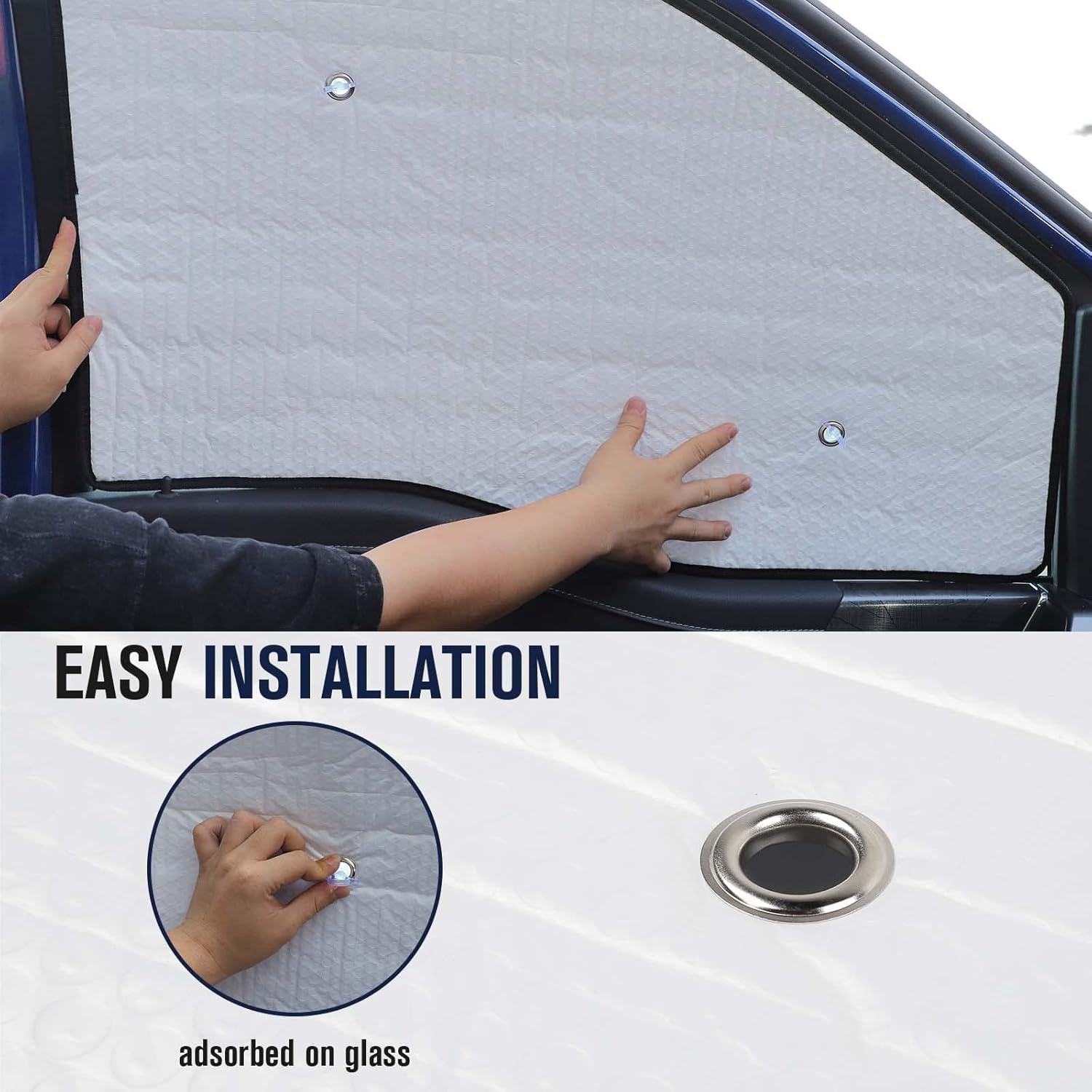 Jimen Compatible with Dodge Ram 4 Door 2010-2017, 6PCS Car Windshield Shade & Side Window Sun Visor