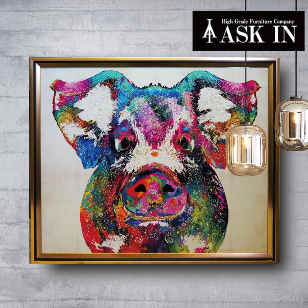 輸入雑貨YMスペース！クリスタルアート豚さん Amazon.co.jp: クリスタルアート グットラック アートパネル 68x58cm