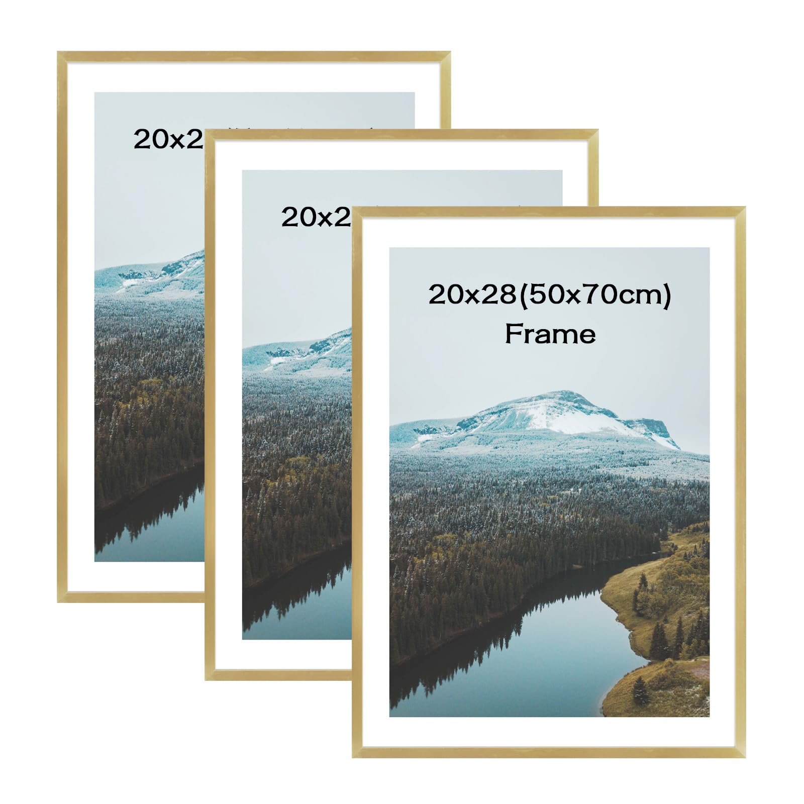MMOWW Picture Frame 20x28/50x70cm Set of 3 Freestanding and Wall Mountable