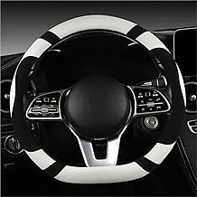 SQOFJDF Steering Wheel Cover Leather Steering Wheel Cover for Mercedes for Benz for AMG AC CLA E GLA GLC GLE SB CLS Class 38 cm Models Car Accessories Steering Wheel Cover Car (White D Shape)
