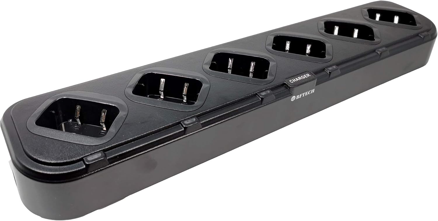 BFTECH DC-5-6 6-Way Gang Charger for BF-F8RT,BF-F8HP, UV-5RIII,BF-F5XT, BF-F5XP, BF-F8+, Baofeng UV-5R (BL-5 Battery), Bulk Bank Multi Charger for BaoFeng, BFTECH