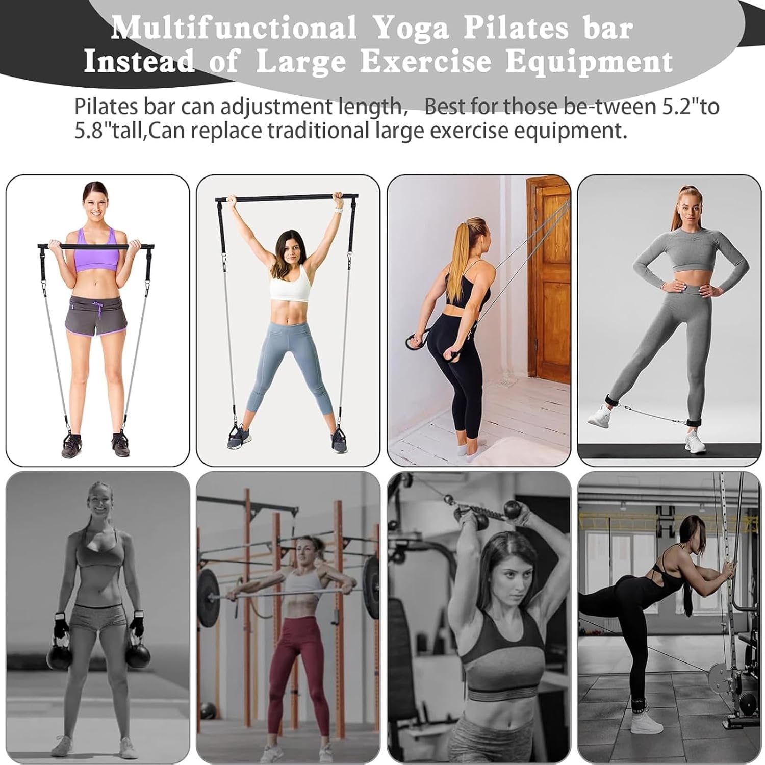 Pilates Bar Kit with Resistance Bands,Pilates Bar with Stackable Bands Workout Equipment for Legs,Hip,Waist and Arm,Exercise Fitness Equipment for Women & Men Home Gym Yoga Pilates - Image 4