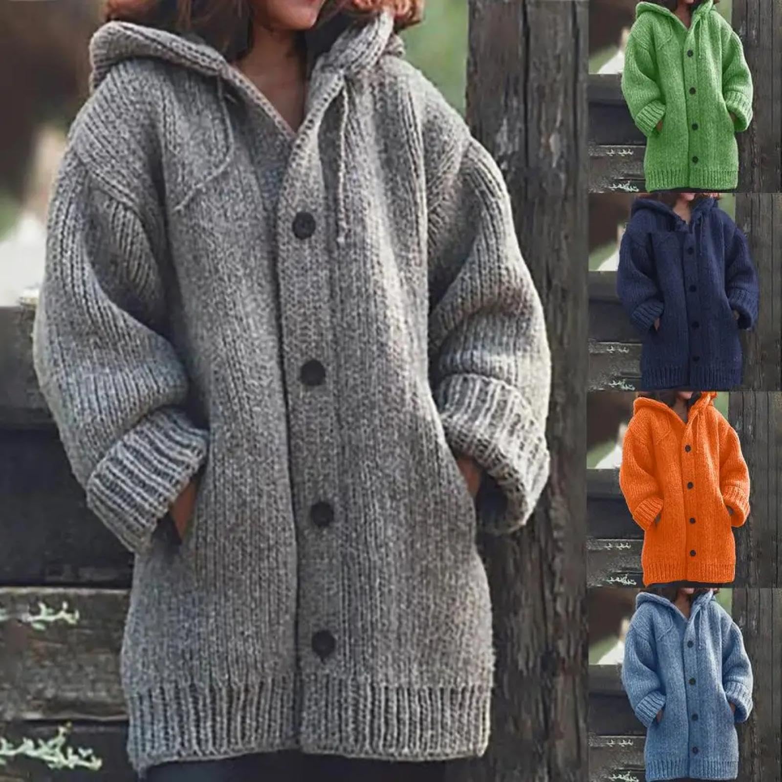 Cárdigan Manga Larga Suéter Cárdigan Chaqueta Elegante Color Sólido Bolsillos Suéter Abrigo De Punto