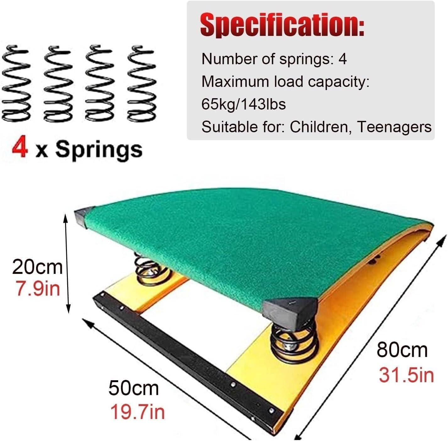 TIST High Jump Spring Board Curved Vault Spring Board Equipment for Home/Gym/Fitness Class/Practice Obstacle Courses Child or Adult Use Landing Practice Art Project Assisted Springboard