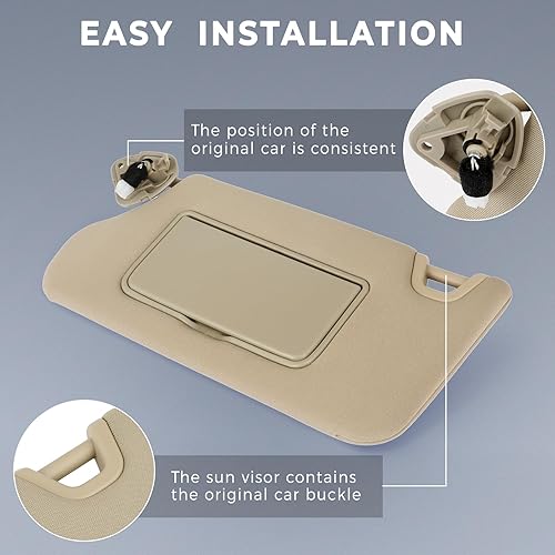 Miniatura 5 de SCITOO Conjunto de visera solar para el lado izquierdo del conductor para Nissan Altima 2013-2018 con techo corredizo