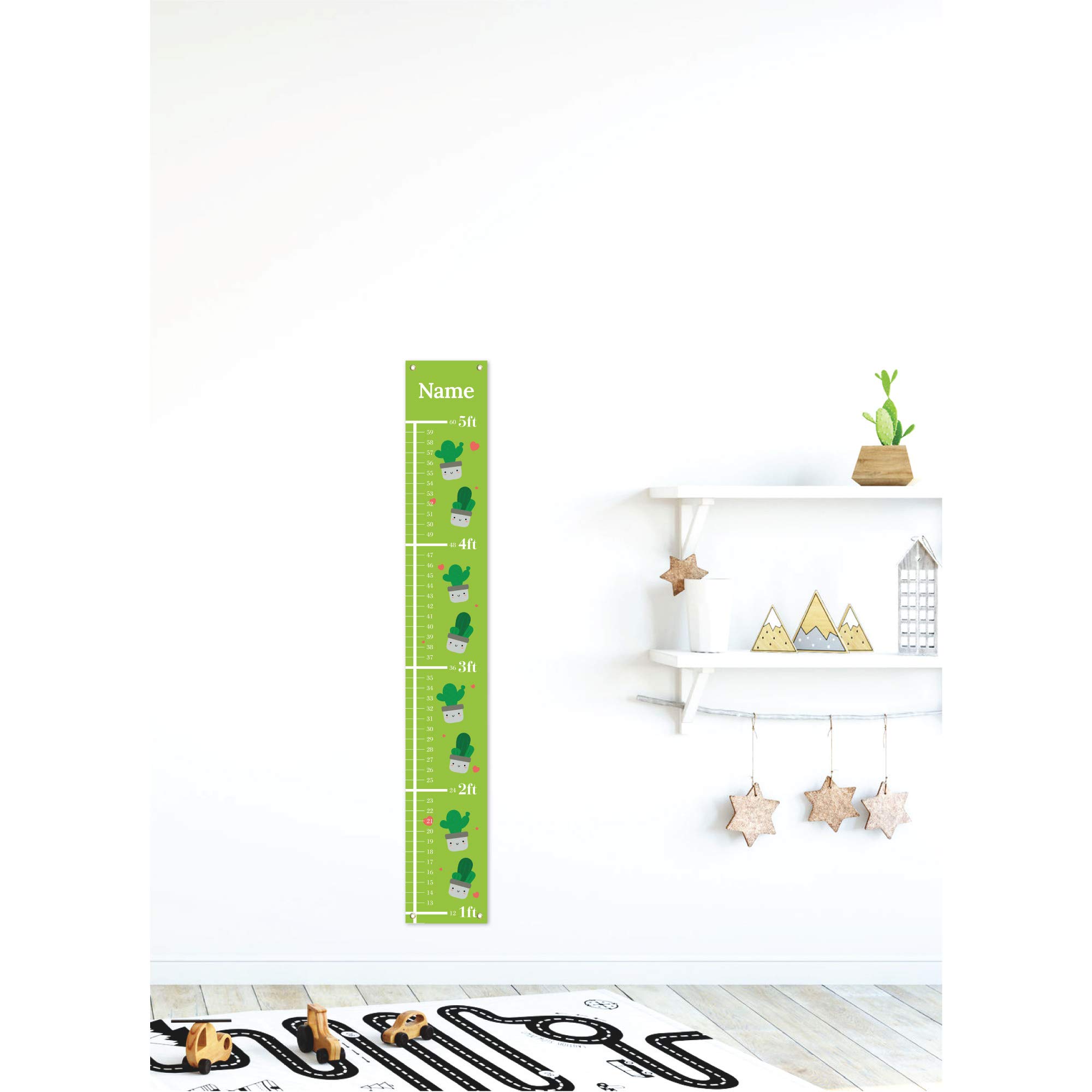 Personalized Kids Canvas Growth Chart, Height Chart, Growth Chart Banner, Cactus