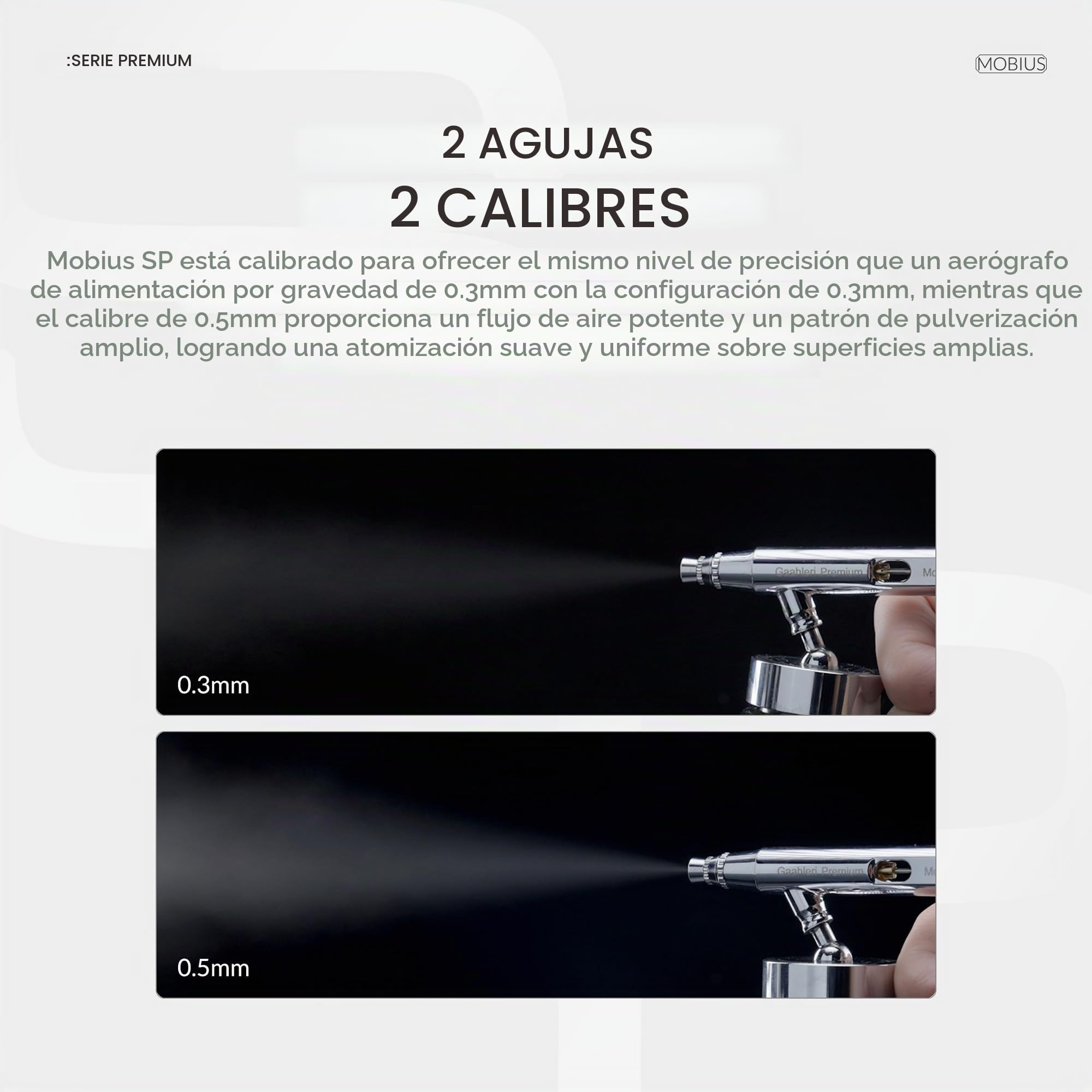 Gaahleri Airbrush Serie Premium Mobius - Sistema aerógrafo de flujo con ventosa