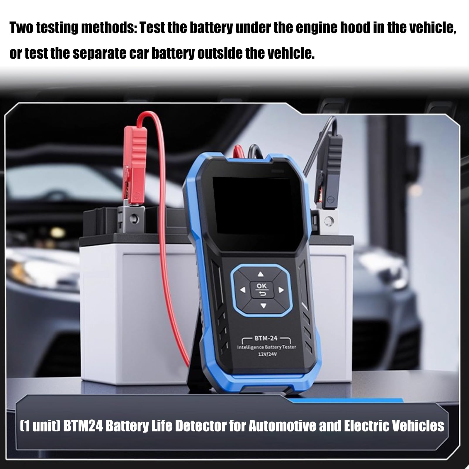 Tester di carico della batteria per autoveicoli multipli Display da 2,4 pollici Analisi delle tensioni in tempo reale per auto camion moto manutenzione batteria veicolo Monitor salute