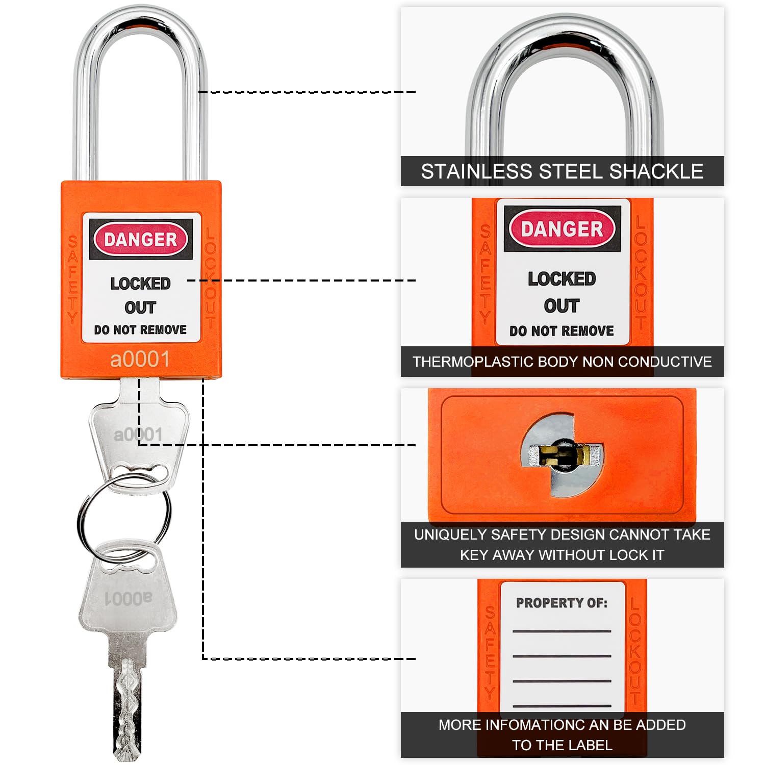 Snapklik.com : Lockout Tagout Lock - 5 Loto Safety Padlocks For Lock ...