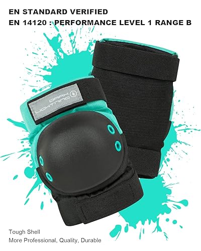 Miniatura 8 de Dark Lightning Rodilleras para adultosjóvenesjuniores, coderas para muñeca, equipo de protección 3 en 1, para patineta, patinaje, en línea,