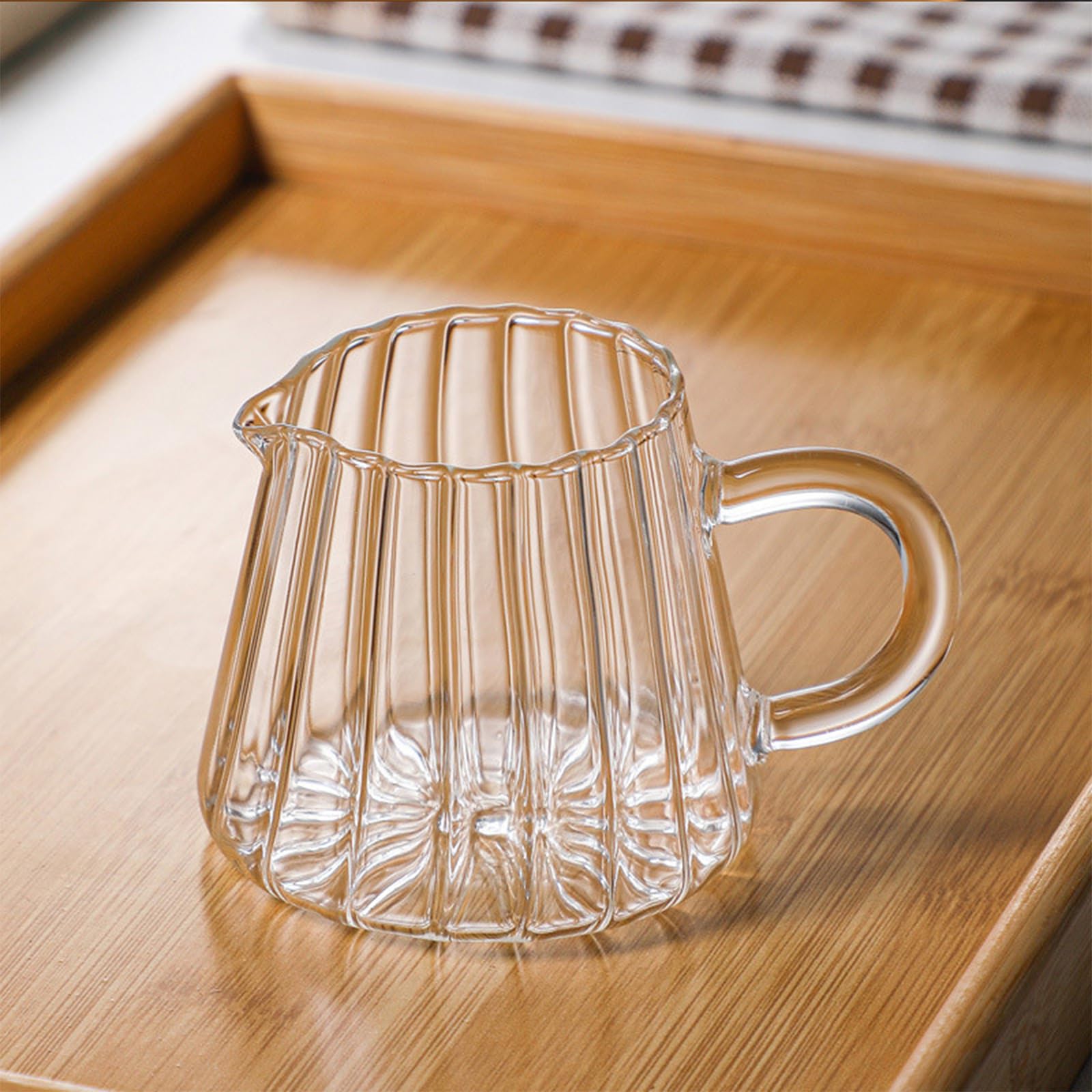 Set di zuccheriera e lattiera in vetro, trasparente con coperchio e brocca per panna, brocca per latte, zucchero, caffè, set da portata per casa, latte, caffè