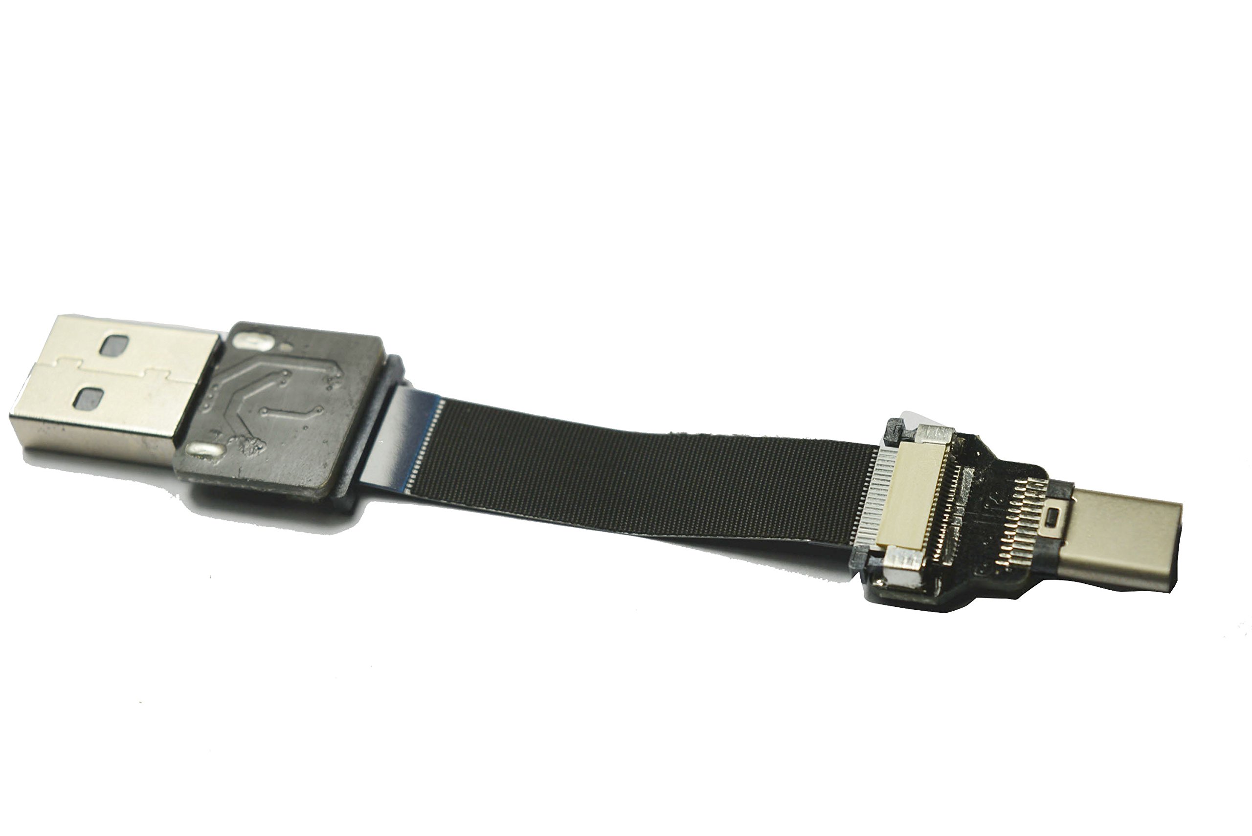 Cavo corto e flessibile micro USB piatto a nastro micro USB spina USB maschio ad angolo di 90 gradi a micro USB femmina presa per sincronizzazione e ricarica, nero 5 cm