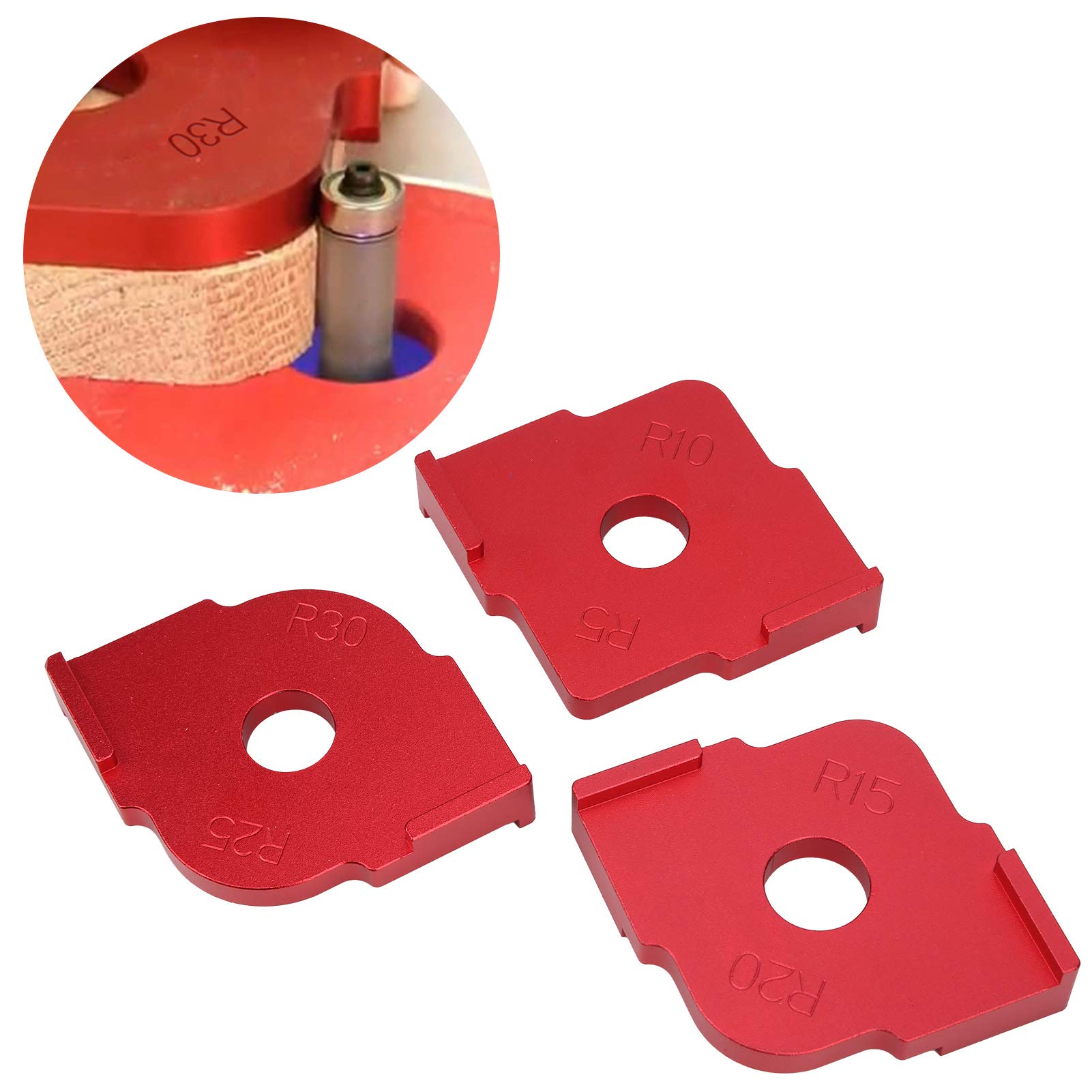 3-teilige Eckradius-Schnelllehre, Holzbearbeitungs-Halbkreis-Positionierungsschablone, Trimmwerkzeug aus Aluminiumlegierung mit 3 verschiedenen Spezifikationen, einfach zu