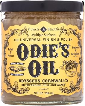Odie's Oil - Universal Finish for Wood, Leather, Plastic, Vinyl, Metal & More - 9 Oz Jar - Waterproofs, Food Safe, Solvent Free Non-Toxic Finish