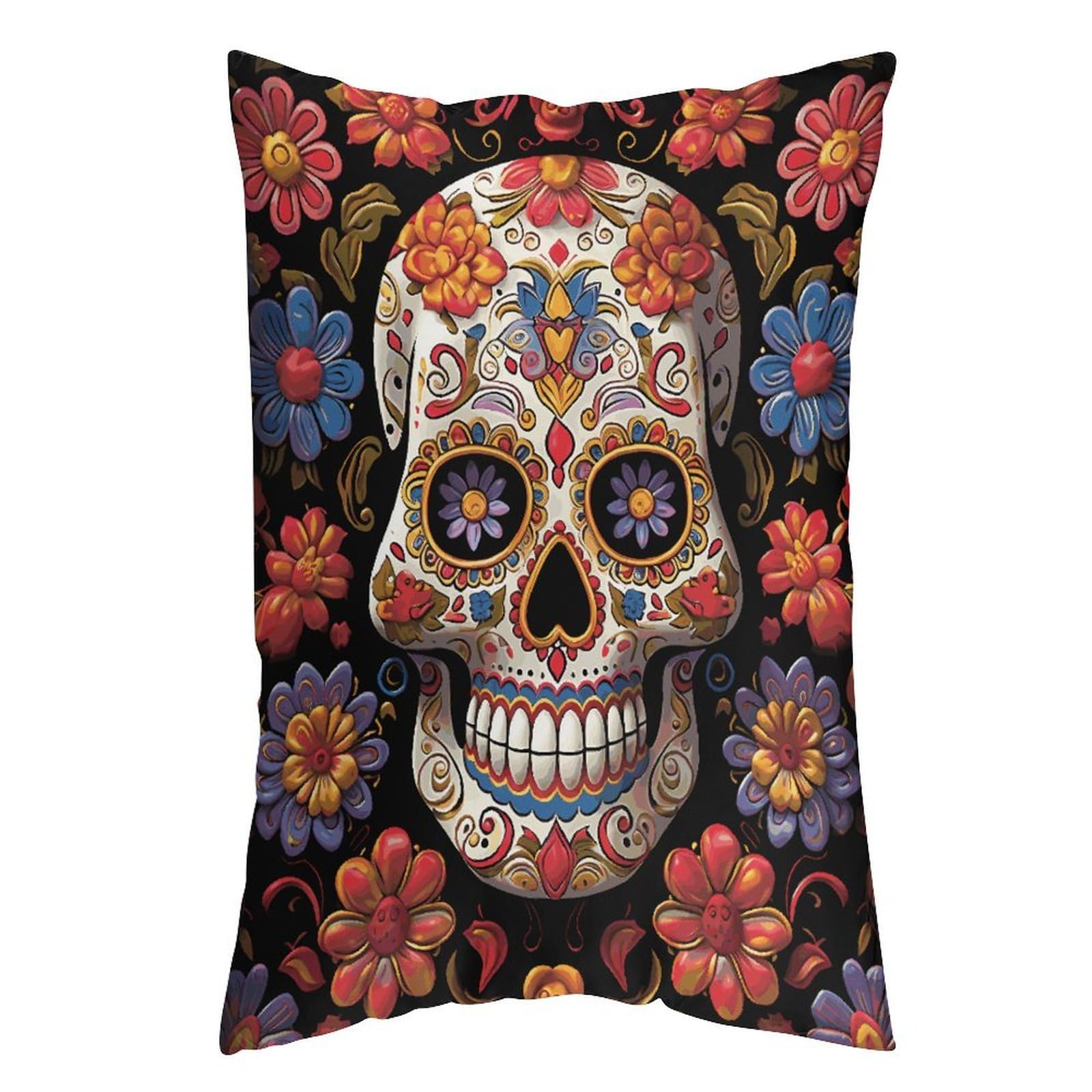 LDGSUPH Sugar Skulls Pillow Cases Soft Pillowcase with Invisible Zipper Wrinkle Resistant Pillow Covers Breathable Removable Pillow Protector for Bed Sofa Car 20"x30"