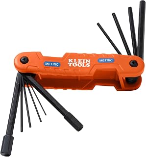 Klein Tools 70550M Pro Folding Hex Key Set, 10-Key Metric Sizes 1.5mm to 12mm, Industrial Strength Heat Treated Alloy Steel