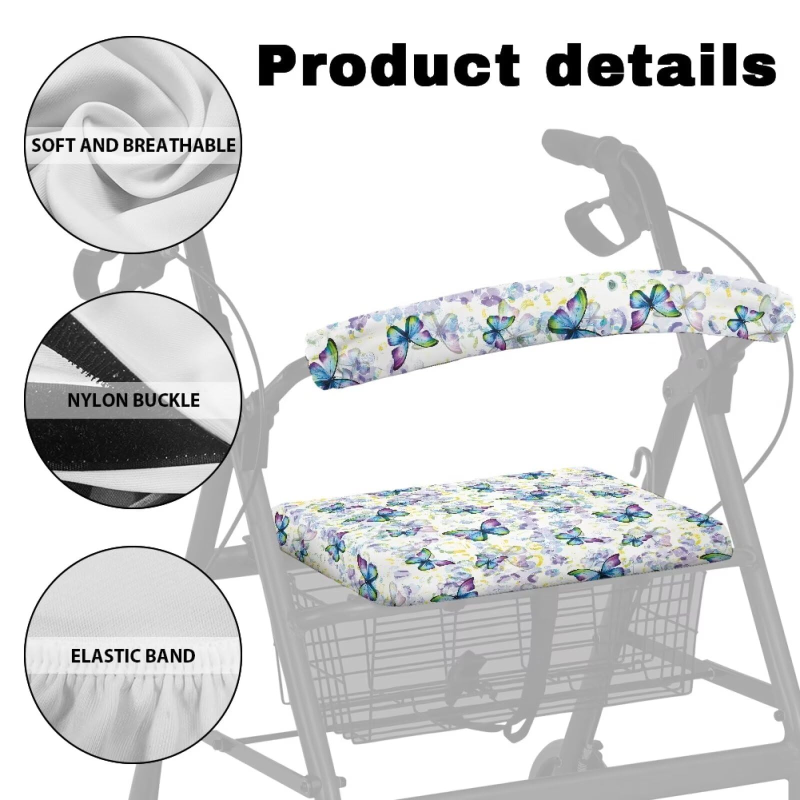 Rollator Seat Covers - Butterfly Design -3 Rollator Seat Covers - Butterfly Design -3
