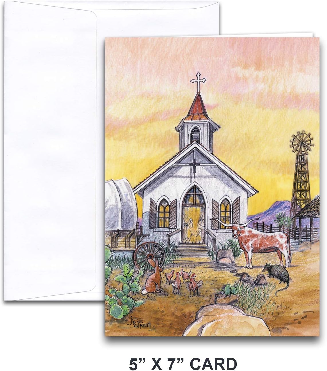 The ROUTH COLLECTION Texas Christmas Card with Recipe - Western Sky Nativity