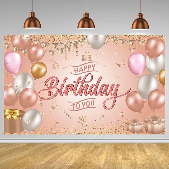 OSDUE Happy Birthday Banners Decoration Background, Personalised Birthday Banners for Girls, Birthday Party Decorations Backdrop, Essential Decoration for Birthday Party