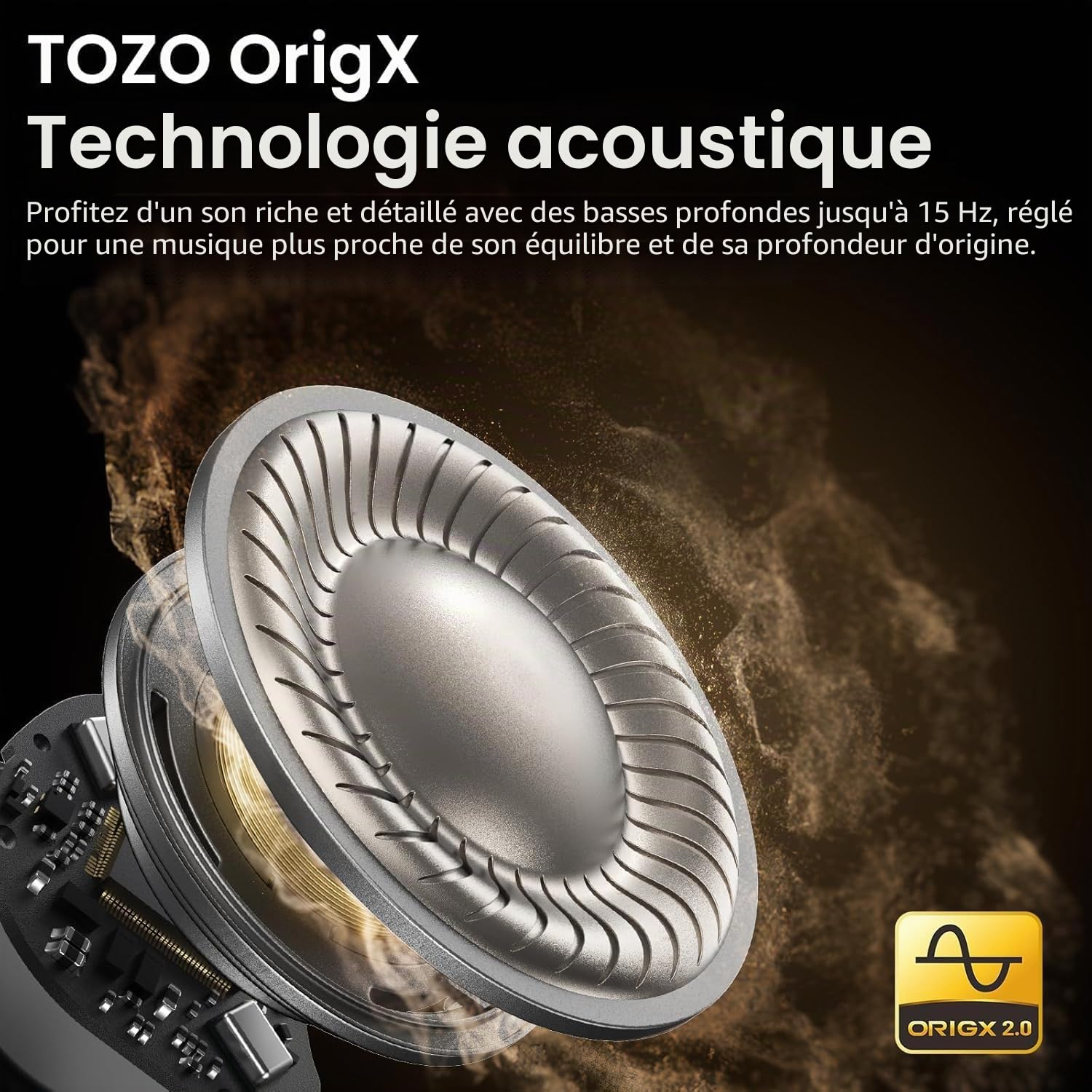 TOZO NC9 Écouteurs Bluetooth 5.3 sans Fil avec ANC Hybride Jusqu’à 45 DB