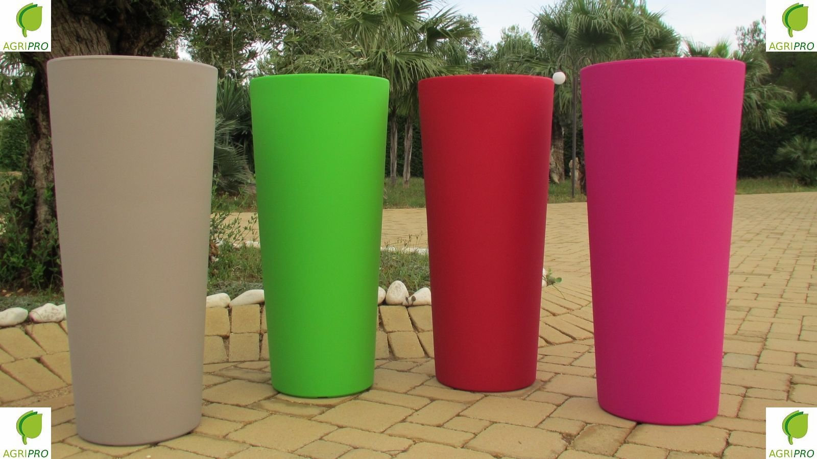ZMNTVeca Genesis - Vaso da fiori in resina con coperchio rotondo, alto, 85 cm (altezza) x 38 cm, rosso orientale
