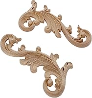 Vista 7 de MUXSAM 2 pares de apliques de madera tallada transparente, 7.9 x 3.5 in/7.87 x 3.54 pulgadas, adhesivo decorativo de excelente funiture para puerta