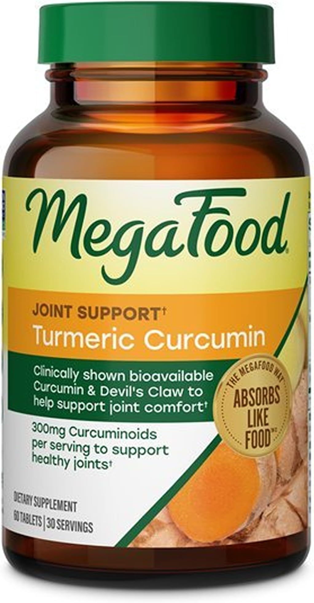 MegaFood Turmeric Curcumin Supplement for Joint Support, 60 Tablets