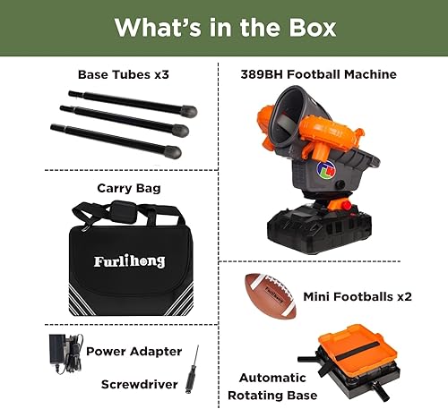 Miniatura 6 de Furlihong 389BH - Máquina de fútbol para niños y adolescentes, lanzador automático y manual, 3 ángulos ajustables, oscilación izquierda-derecha,