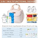 Sac de pompe à sein portable avec pack de glace, convient 6 Jusqu'à 9 Oz Baby Bouteille, Sac de Refroidisseur de Boutille Bébé Livré avec Mat Imperméable, Bracelet d'épaule réglable pour les mamans allaitantes, Blanc