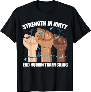 Strength in unity Human Trafficking Awareness Blue Ribbon T-Shirt