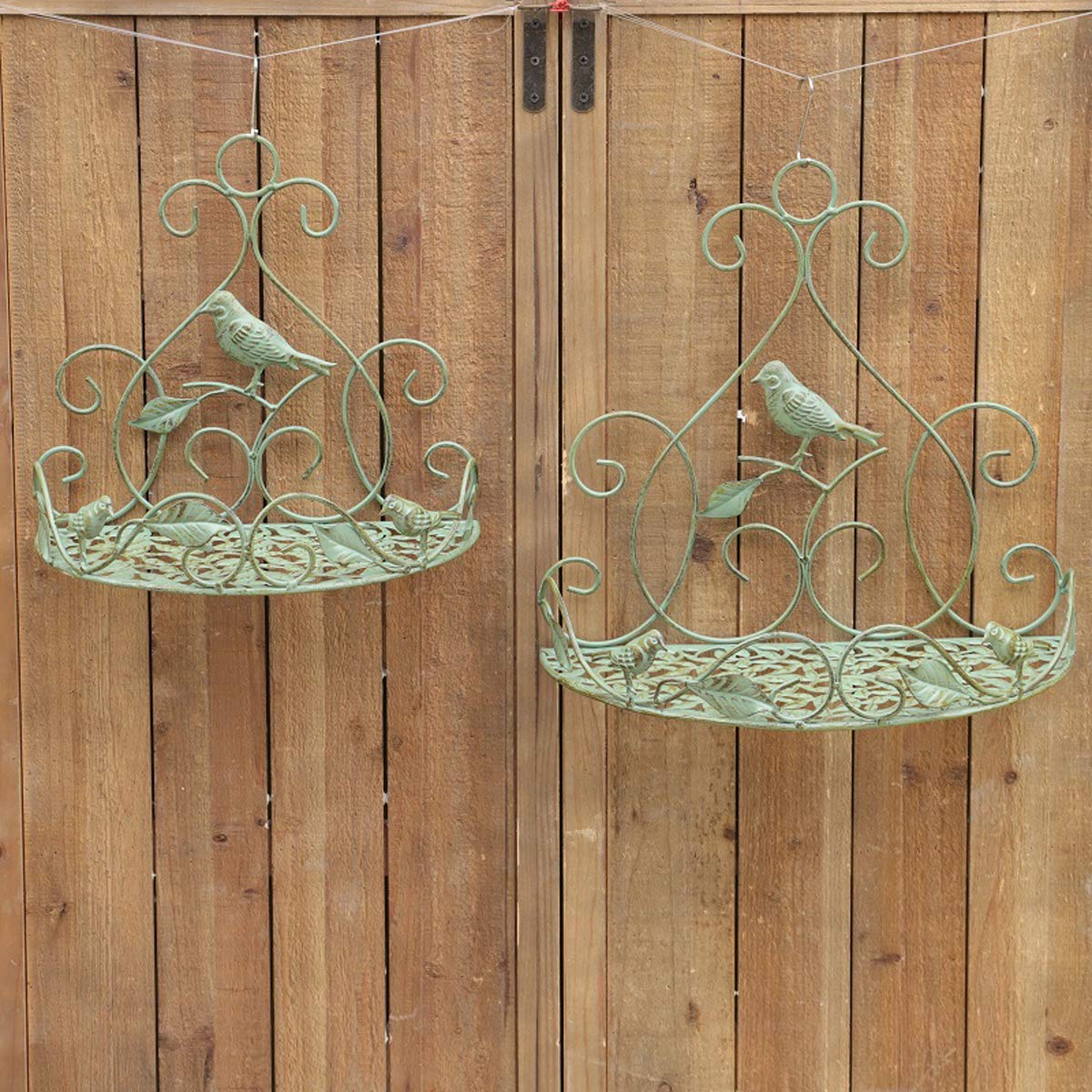 TentHome Pflanzkorb 2er Set zum Aufhängen Wandkorb Hängekorb Metall Wandtopfhalter Wandblumenhalter Blumentopf Blumenregal Shabby Chic Wanddeko grün | Wandblumenhalter Blumentopf Blumenregal Shabby Chic Wanddeko Grün 2er Set