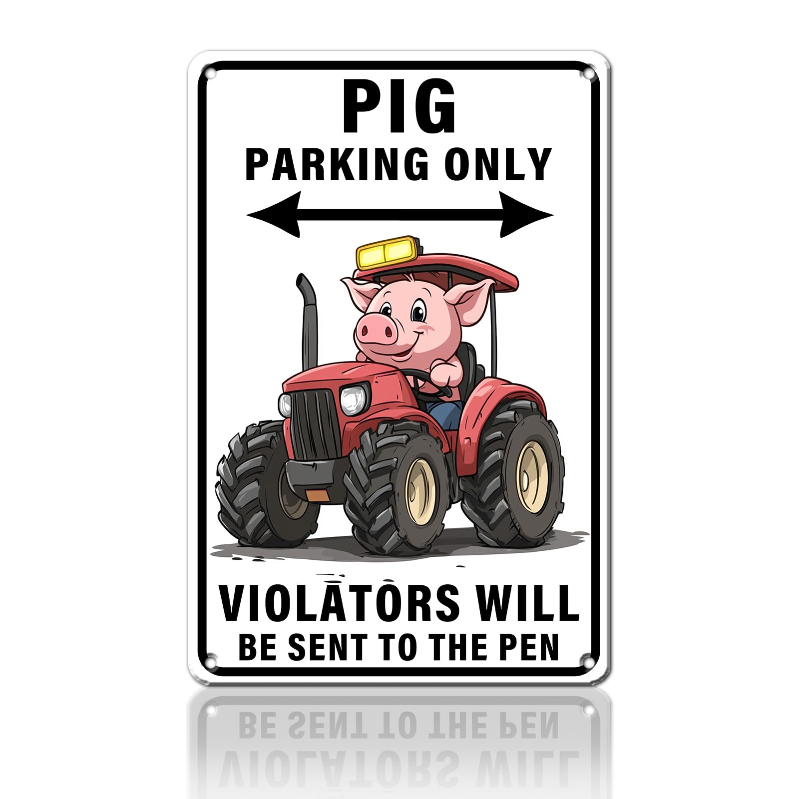 Anceky Pig Parking Only Sign Funny Metal Tin Sign Vintage Wall Decor for Home Garden Yard Porch Fence 12×8 Inch