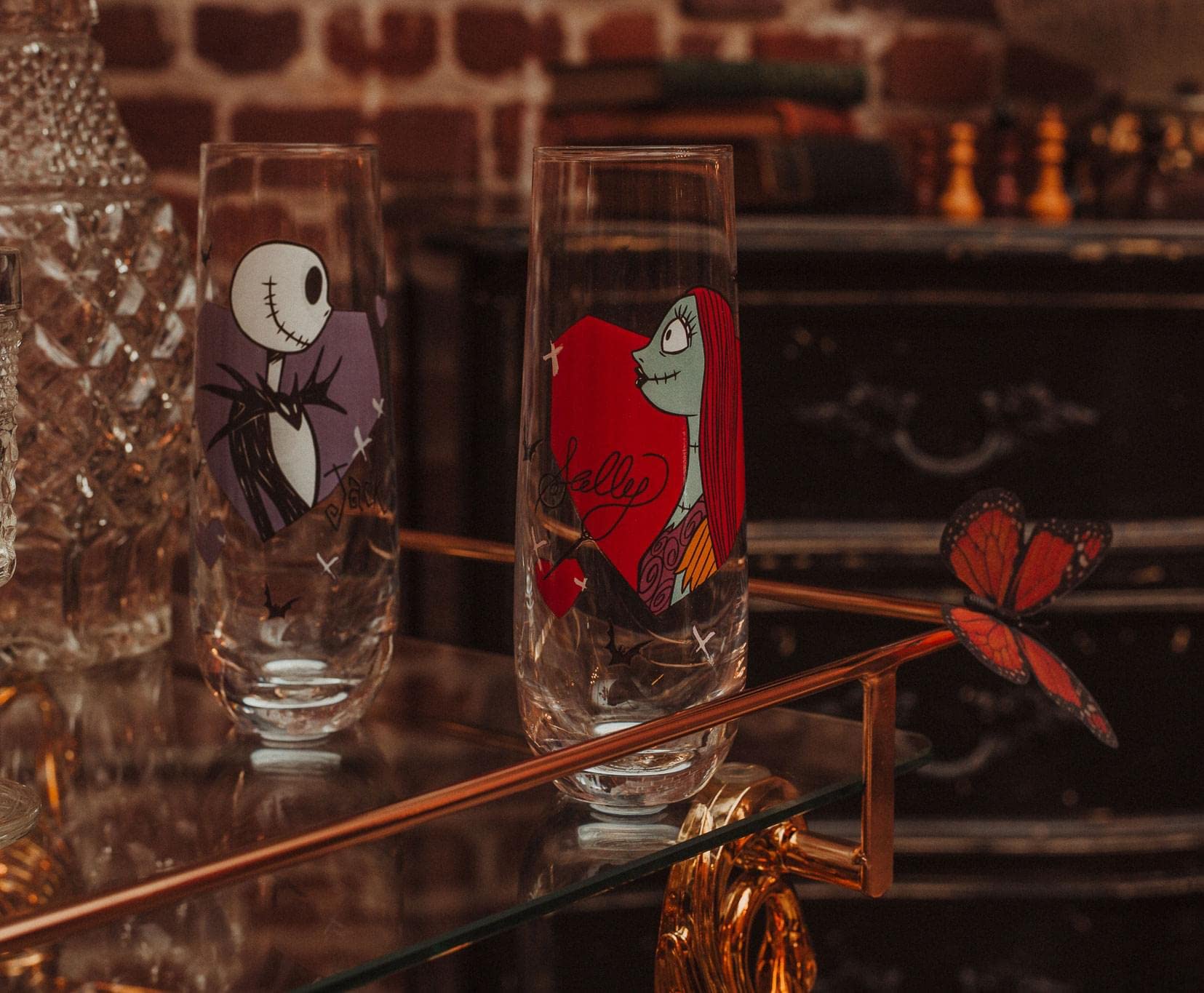 Disney Lot de 2 verres cannelés Jack et Sally L'Étrange Noël de Monsieur Jack et Sally
