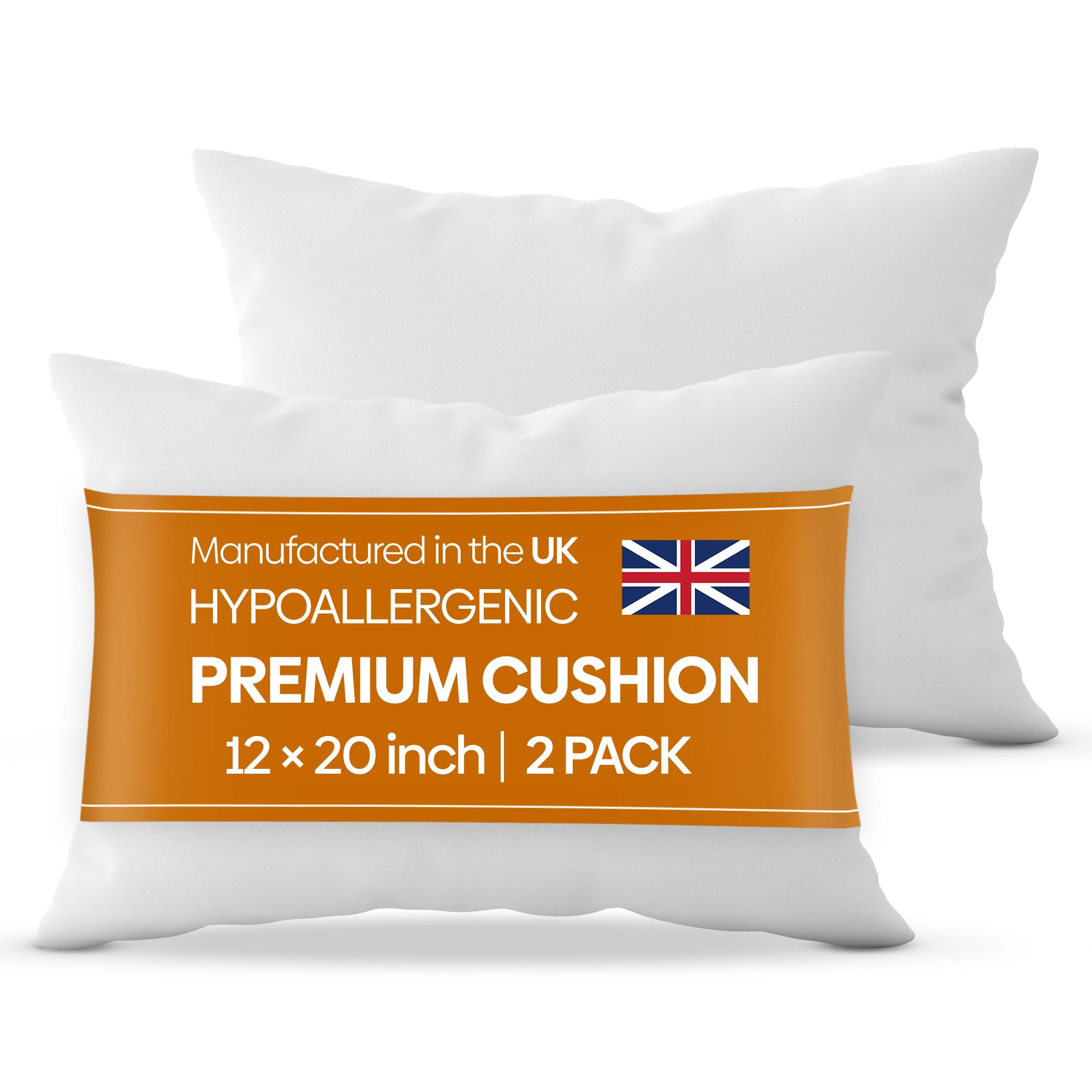 Oliver Bedding Hypoallergenic Premium cushion inserts 2 pack, Hollowfibre Stuffed Square Cushion Pillows for Sofa and Bed, Comfortable Anti Allergenic Pad Stuffer Insert Square Pillow (12 x20 Inch) โ image 1