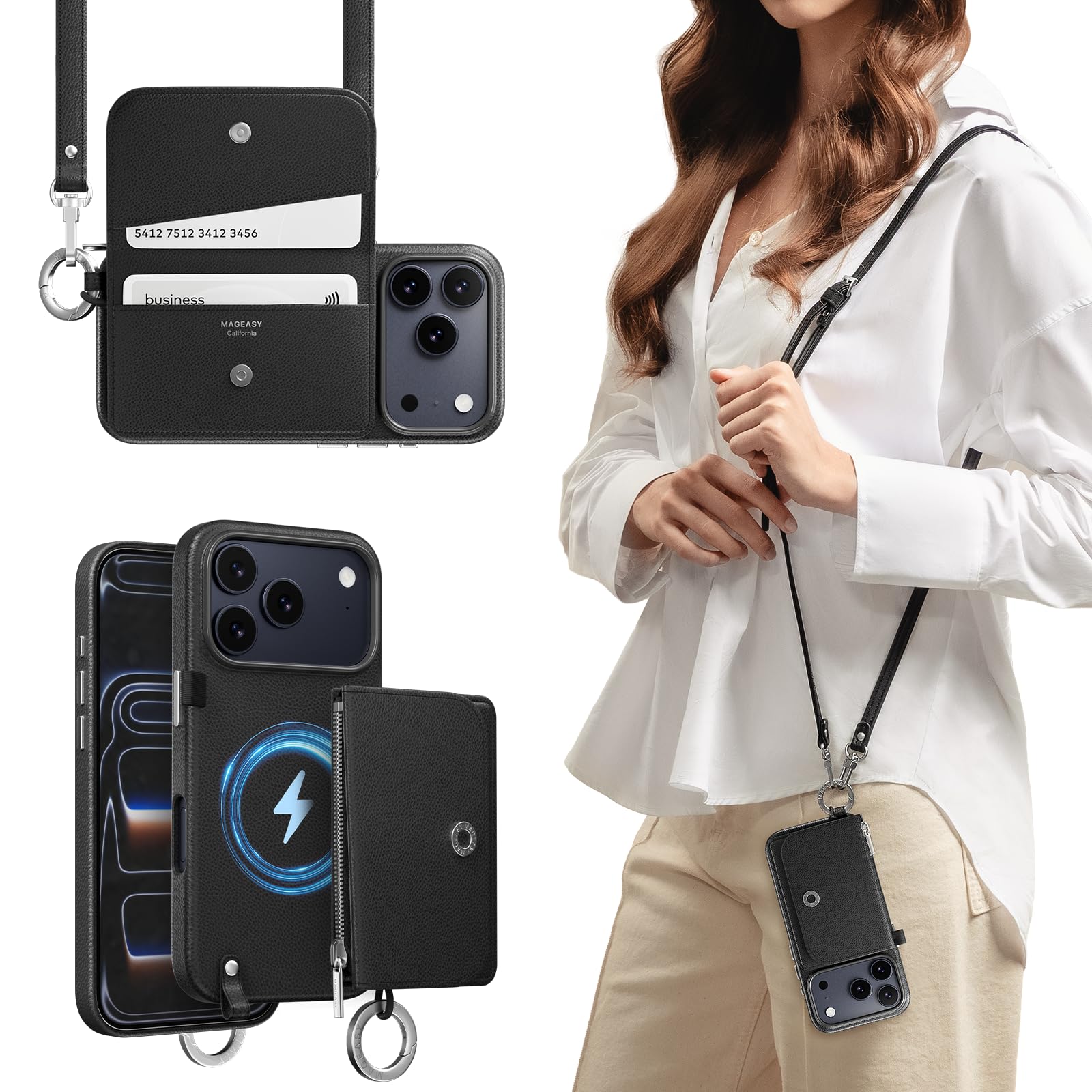 Amazon.com: MAGEASY Pouch MagSafe Crossbody Wallet Phone Case for
