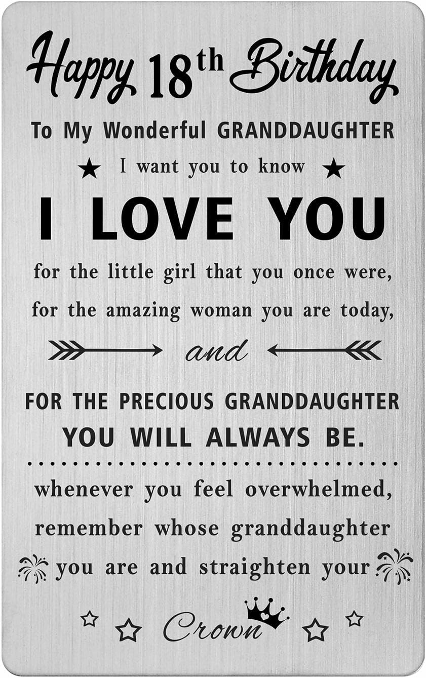 Granddaughter 18th Birthday Card - Happy 18th Birthday Gifts for ...