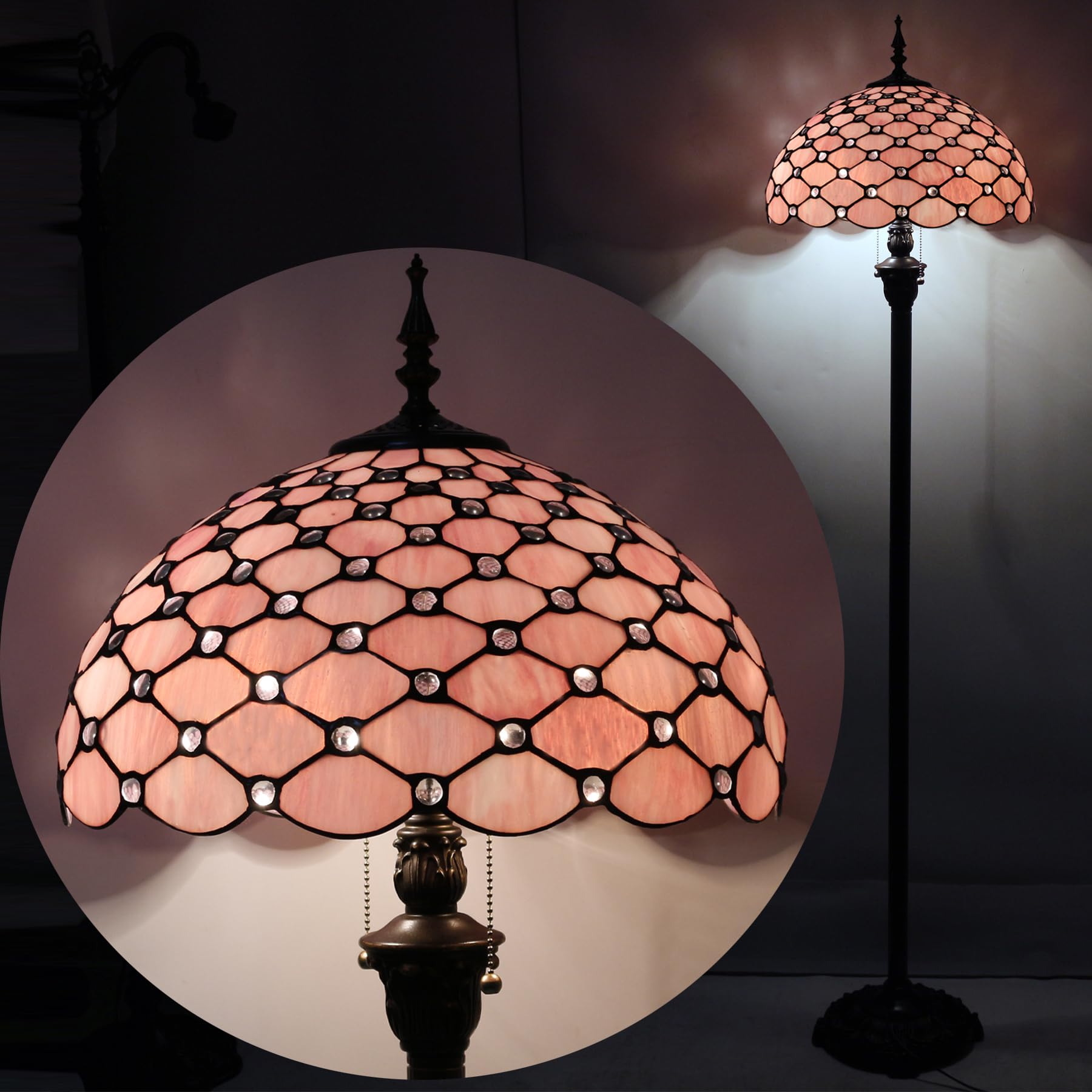 WERFACTORY Tiffany Floor Lamp Stained Glass Standing Reading Light