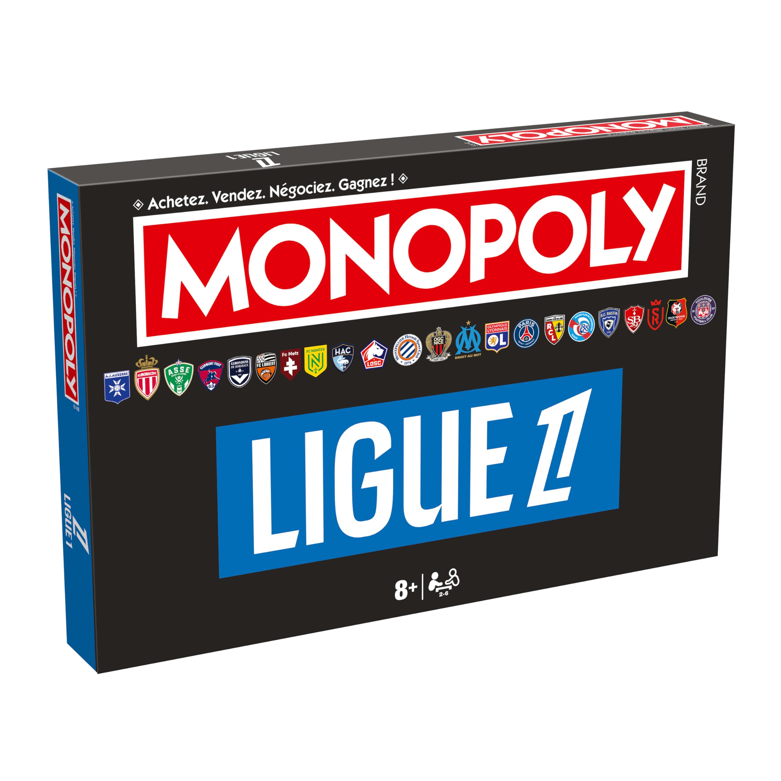 Winning Moves - Monopoly Ligue 1 - Jeu de société Football - Jeu de Plateau Football - A partir de 8 Ans - 2 à 6 Joueurs - Version française