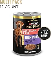 Vista 3 de Purina Pro Plan Sport - Alimento húmedo para perros con alto contenido de proteínas con salmón y bacalao, paquete de 12 latas de 13 onzas