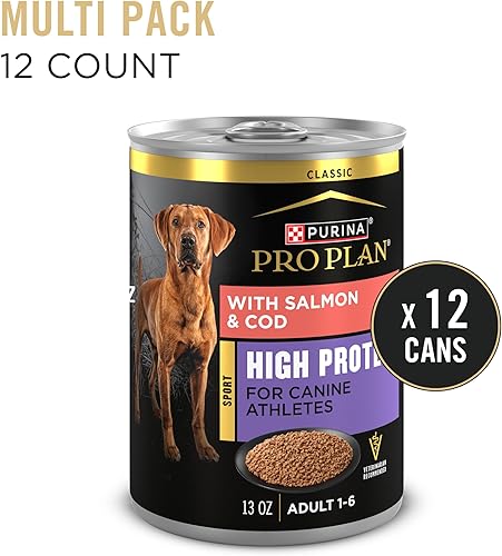 Miniatura 3 de Purina Pro Plan Sport - Alimento húmedo para perros con alto contenido de proteínas con salmón y bacalao, paquete de 12 latas de 13 onzas
