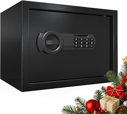 Caja de seguridad con teclado electrónico, 1.6 pies cúbicos, segura para el hogar, estante extraíble para dinero, joyas, documentos y armas, 11.81